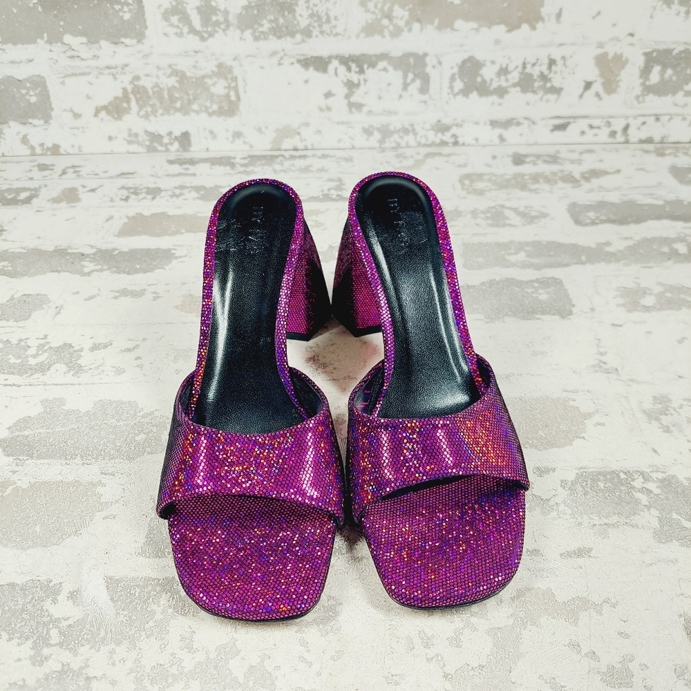 New By Far Michele Purple Metallic Leather Mules K127 - Picture 4 of 12
